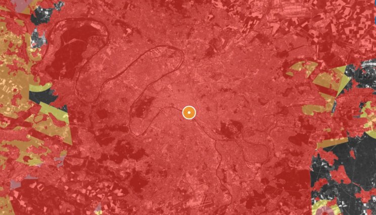 Így fest Párizs drónos repülési térképe, a piros - tehát minden - a tiltott terület